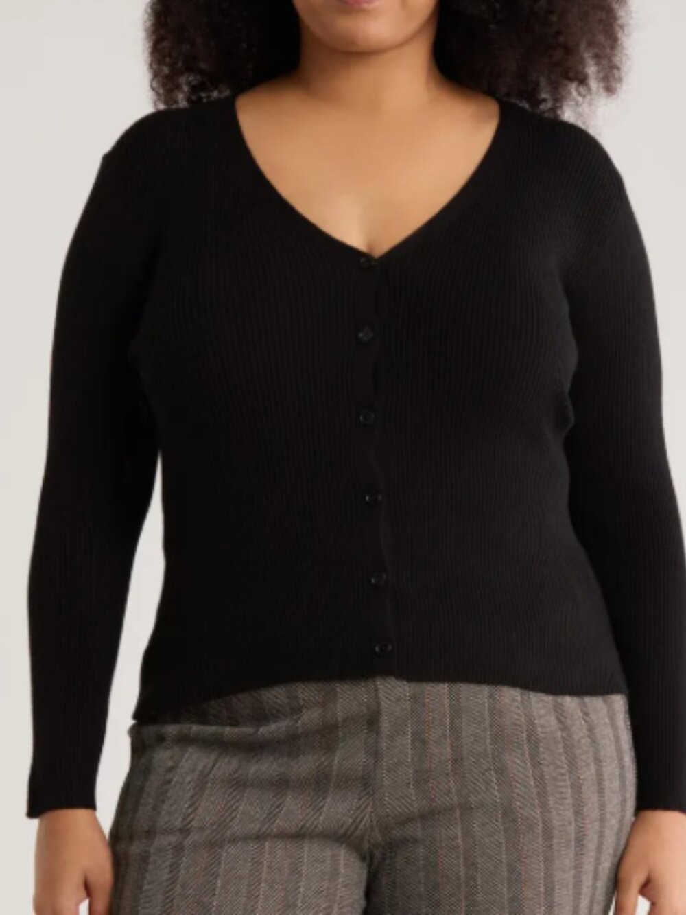 NWT Max Studio Button Cardigan Sweater Black 1X
